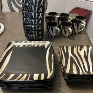 Zebra stripe dinnerware 8 place setting